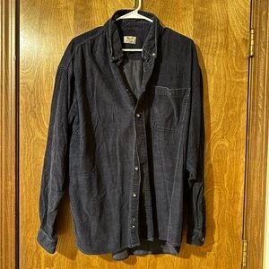 Dark Blue Corduroy Button-Up Shirt